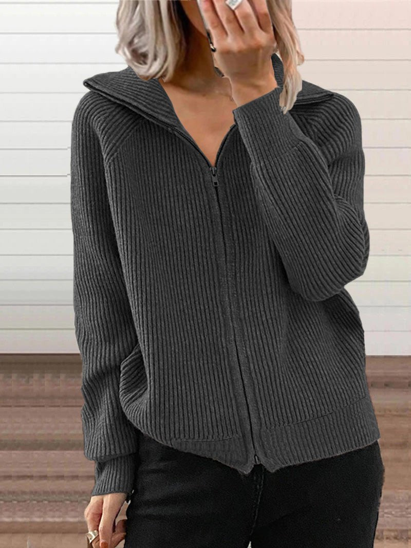 Cardigan épais en coton avec fermeture éclair