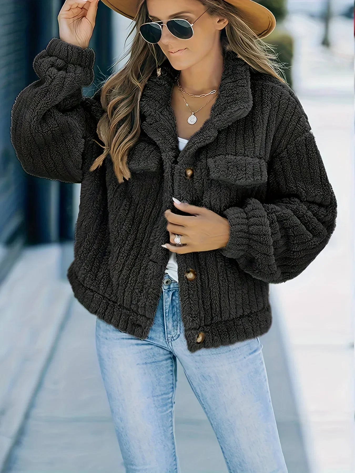 Veste de camionneur pour femme avec fausse fourrure
