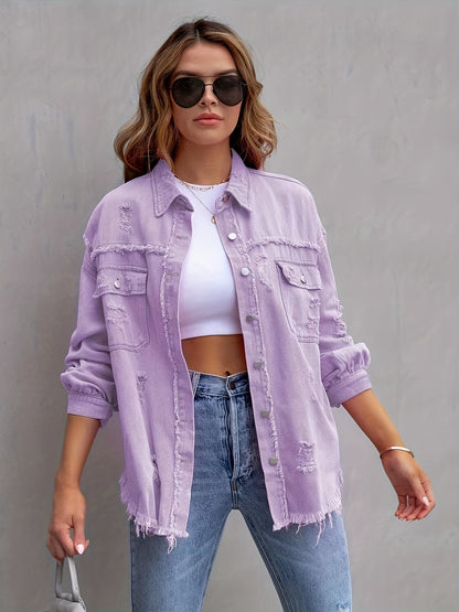 Veste en jean déchirée style oversize