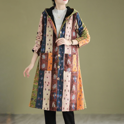 Veste d'automne femme capuche mi-longue