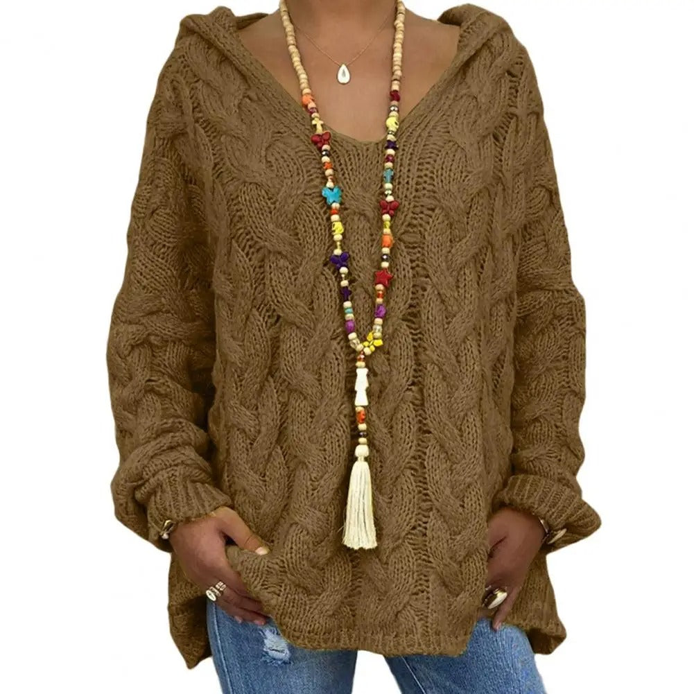 Sweat à capuche élégant pour femme avec col en V