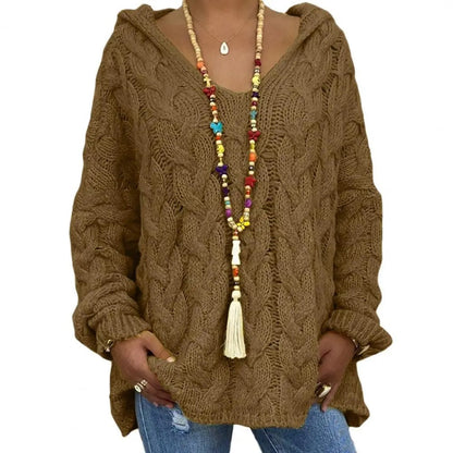 Sweat à capuche élégant pour femme avec col en V