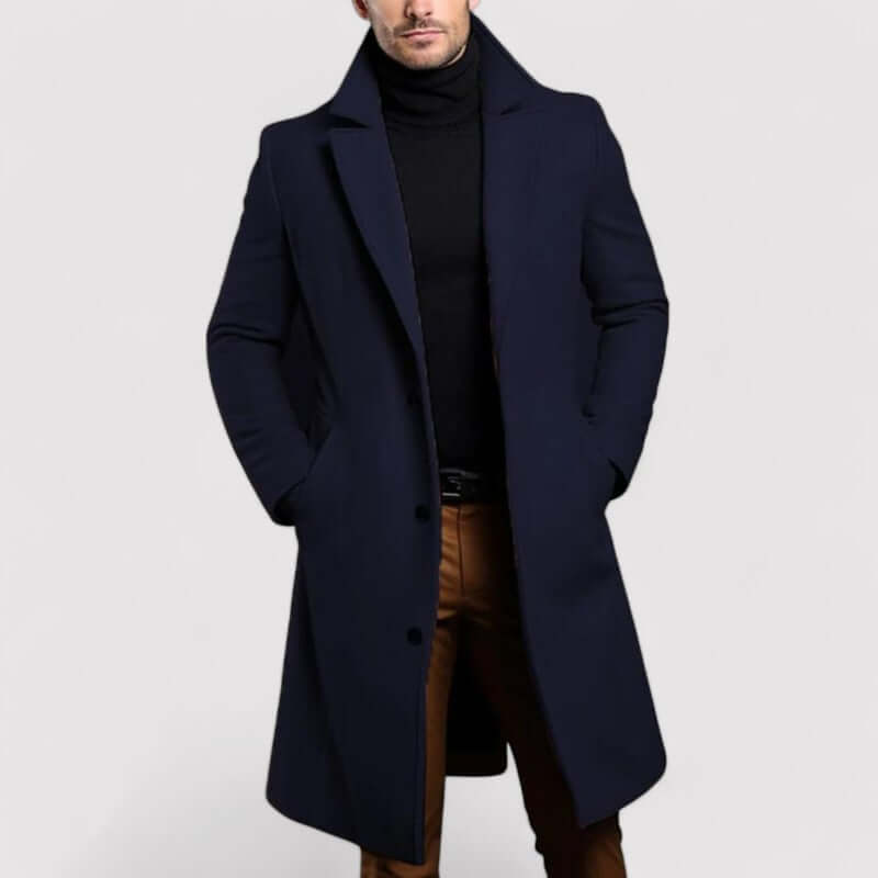Manteau d'hiver long et chaud pour homme en laine