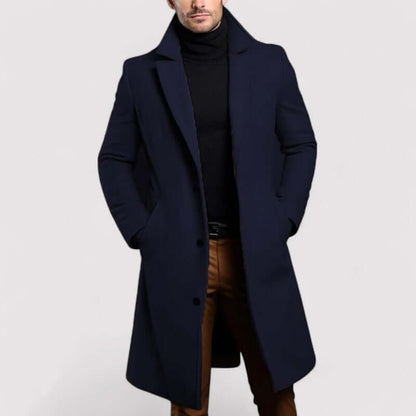 Manteau d'hiver long et chaud pour homme en laine