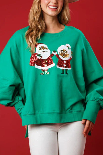 Sweat-shirt Père Noël Paillettes brillantes Coupe ample