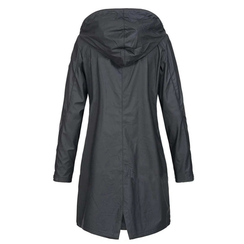 Damen Wintermantel Lang Elegant Kragen Knöpfe - IdealeKleiden