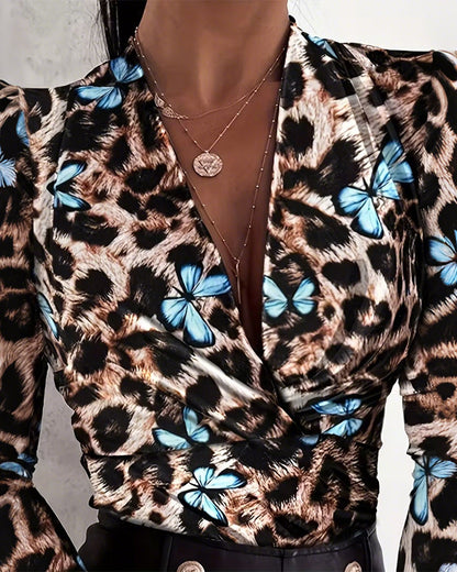 Robe léopard à motif papillon