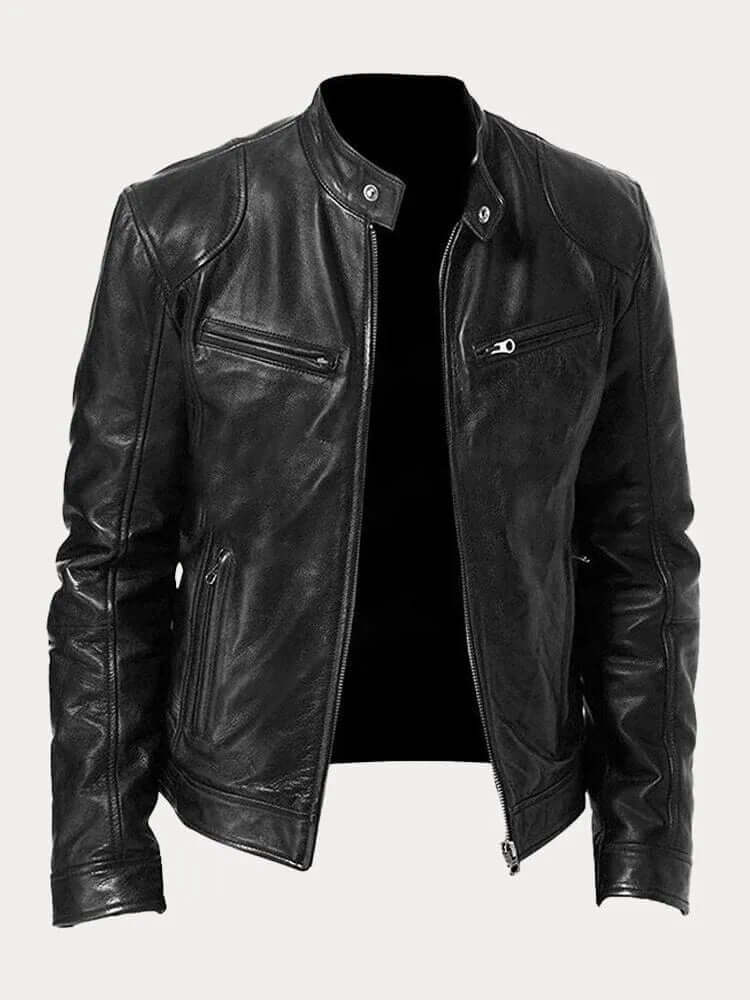 Blouson en cuir élégant pour homme noir