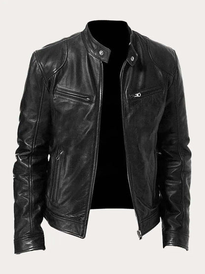 Blouson en cuir élégant pour homme noir
