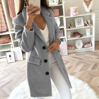 Manteau de laine double boutonnage élégant pour femme