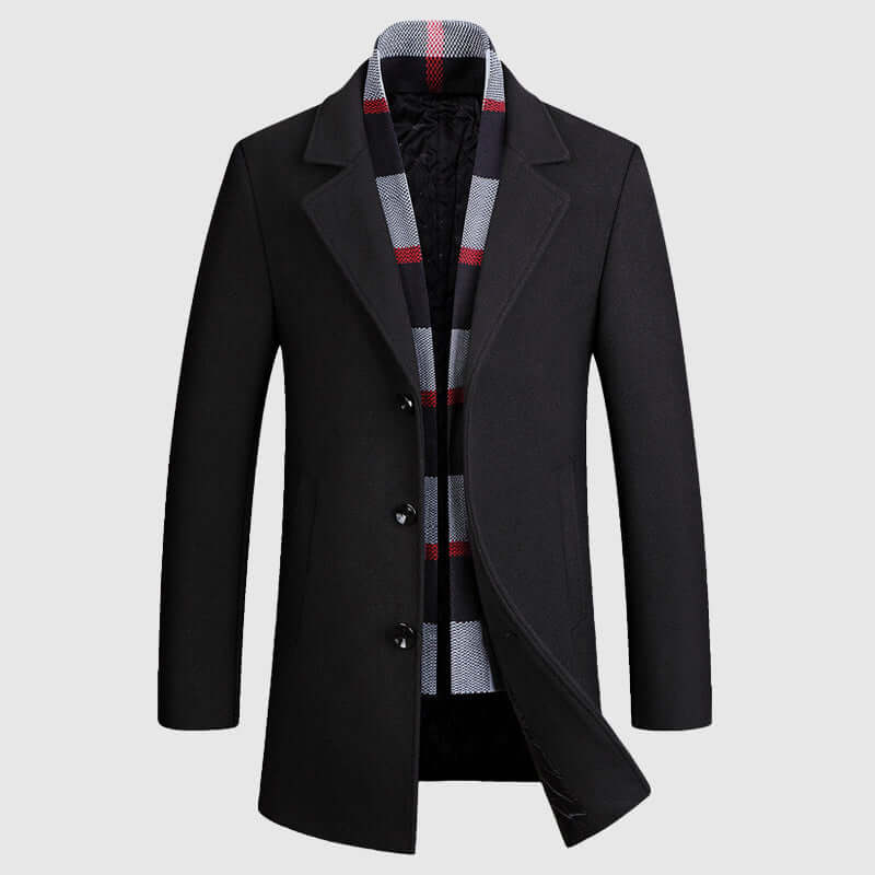 Manteau d'hiver homme laine mélangée col châle