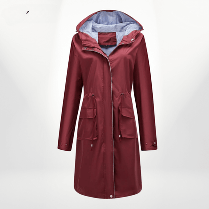Imperméable trench-coat longueur au genou avec capuche