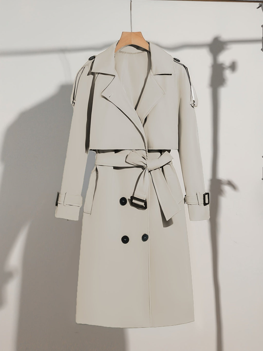 Manteau élégant pour femme, design avec ceinture, grande taille, décontracté