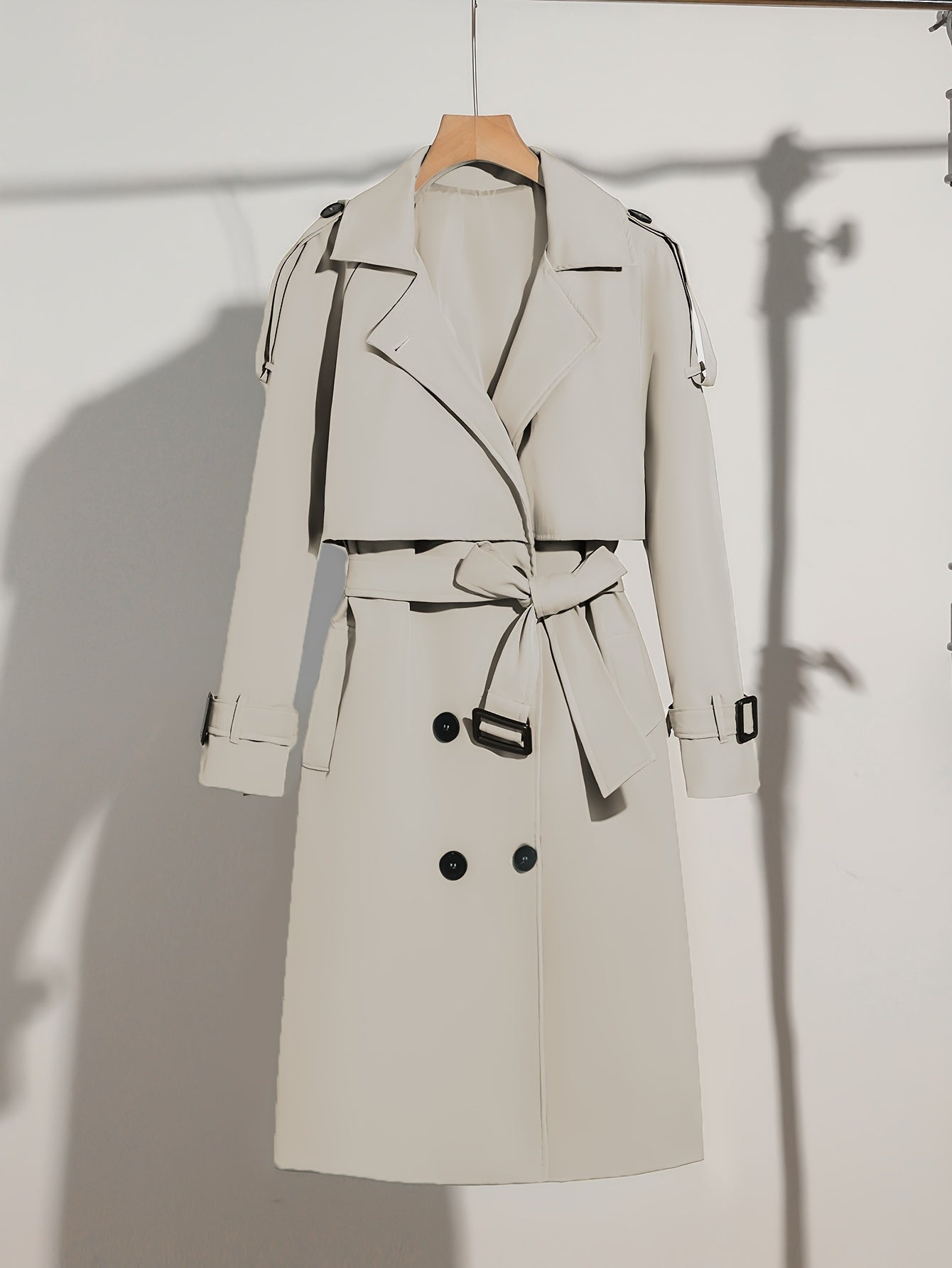 Manteau élégant pour femme, design avec ceinture, grande taille, décontracté