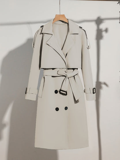 Manteau élégant pour femme, design avec ceinture, grande taille, décontracté