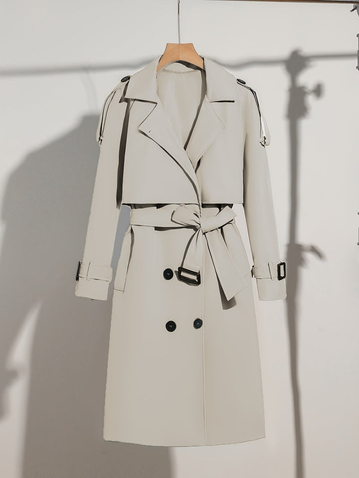 Manteau élégant pour femme, design avec ceinture, grande taille, décontracté
