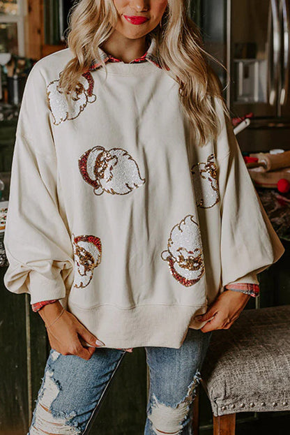Sweat-shirt Père Noël Paillettes Festif Bouclé