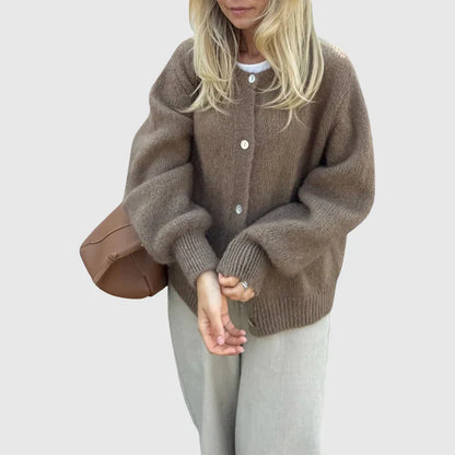 Cardigan col rond en cachemire pour femme avec boutons