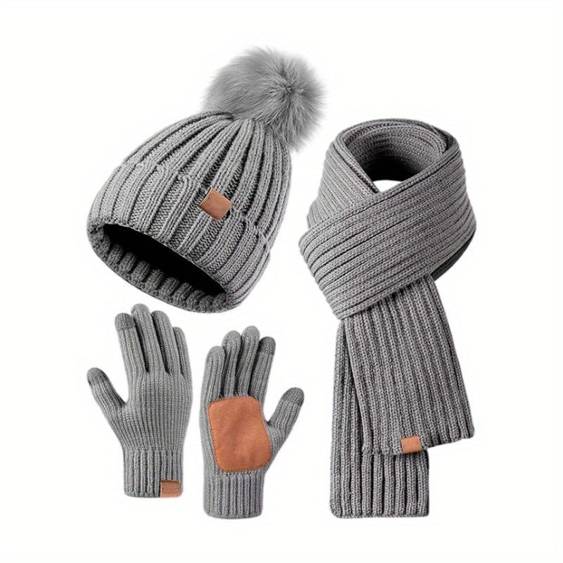 Ensemble d'hiver femme : bonnet, écharpe et gants tactiles