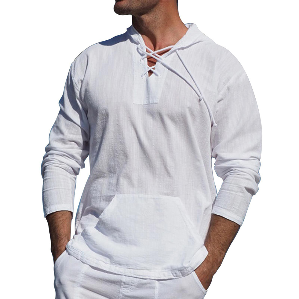 Sweat-shirt à capuche Confortable Coton Oversize Col V
