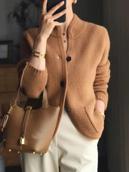 Robe élégante pour femme | Cardigan en maille col montant tendance