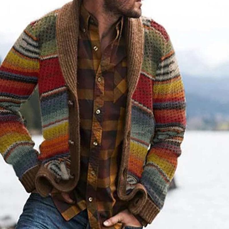 Cardigan homme stylé à rayures