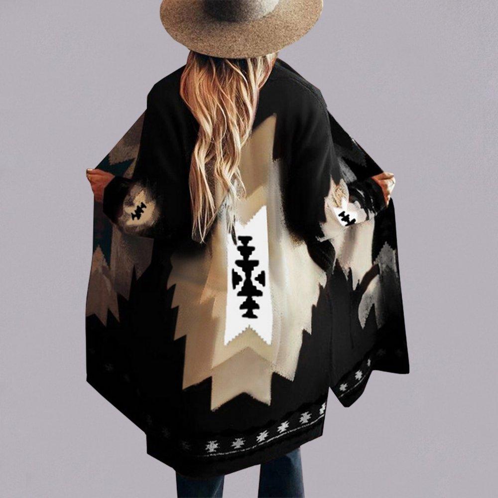 Long gilet en maille Géométrique Généreux Confortable