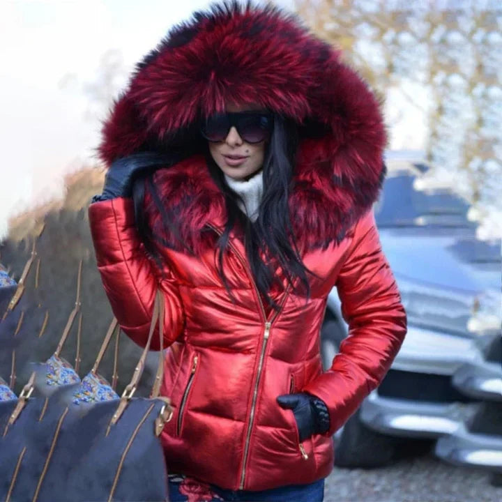 Manteau d'hiver tendance avec doublure en fausse fourrure et capuche