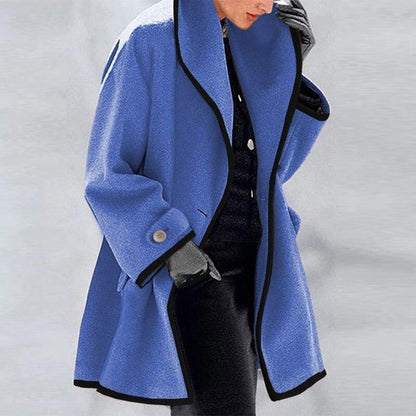 Manteau oversize en laine coupe longue col drapé