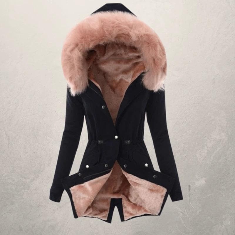 Parka mi-long chaud pour femme avec doublure en fausse fourrure