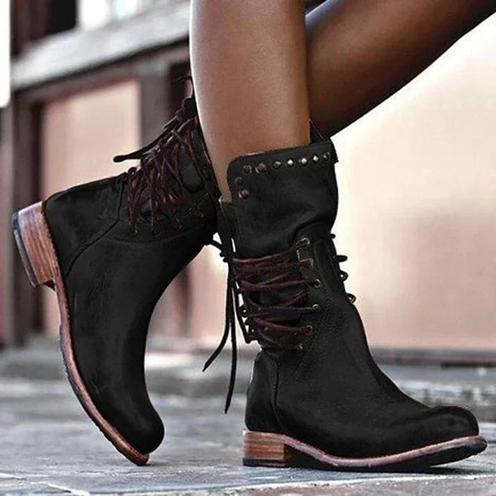 Bottes en cuir pour femme à lacets Élégance