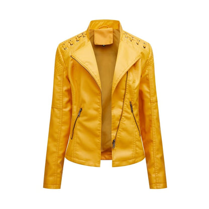 Veste en cuir souple effet peau de mouton