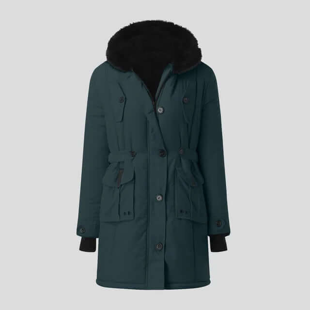 Parka d'hiver femme, manteau de luxe en fausse fourrure