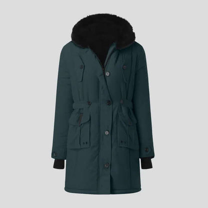 Parka d'hiver femme, manteau de luxe en fausse fourrure