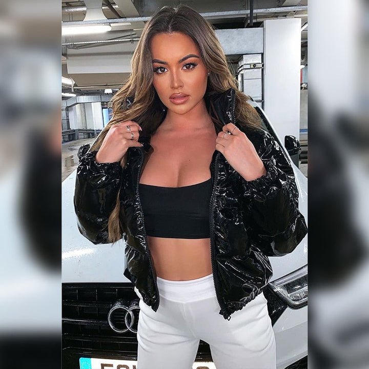 Elegante Damen Lederjacke mit Daunenfüllung - IdealeKleiden