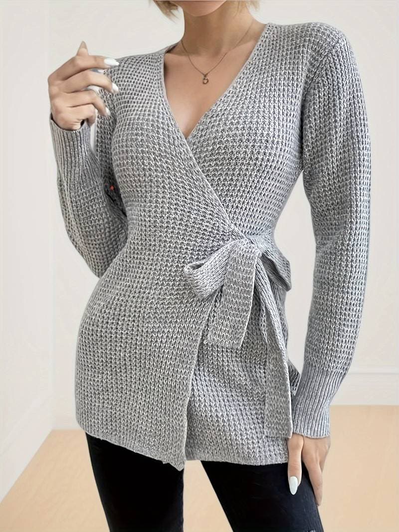 Cardigan femme élégant coupe portefeuille