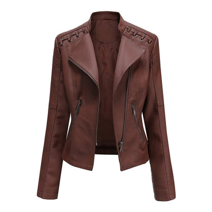 Veste en cuir souple effet peau de mouton
