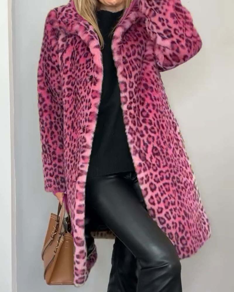 Veste léopard femme longue douce noire