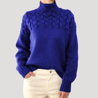 Pull-over de printemps femme col montant torsadé