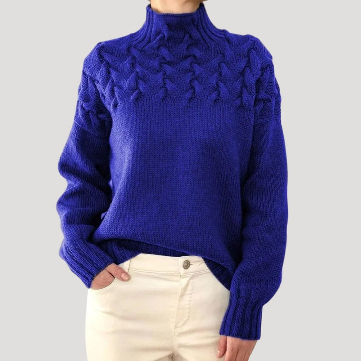 Pull-over de printemps femme col montant torsadé