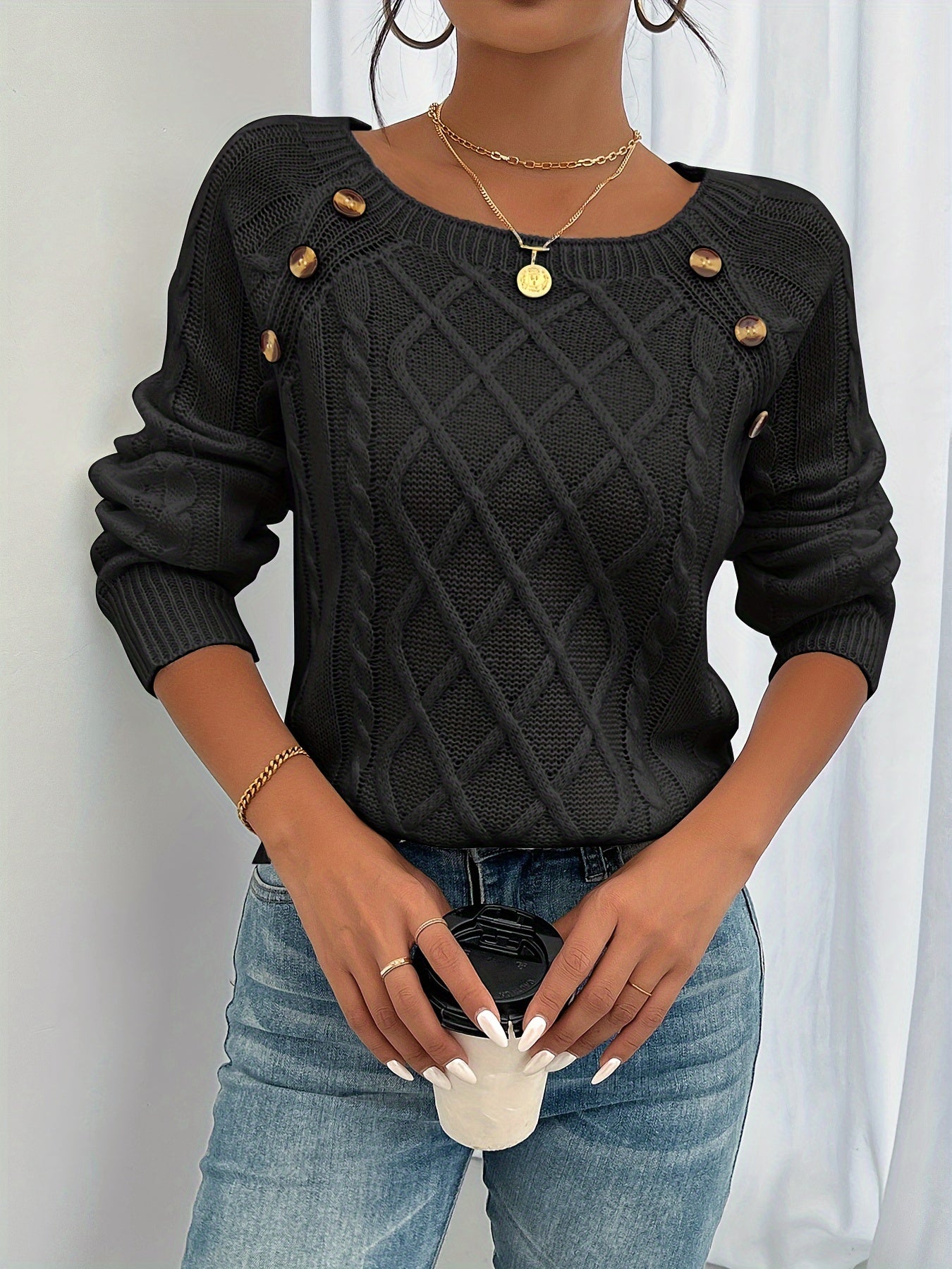 Pull confortable pour femme, col rond