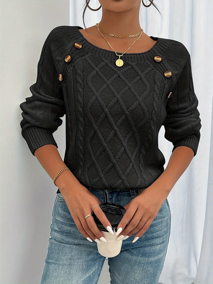Pull confortable pour femme, col rond