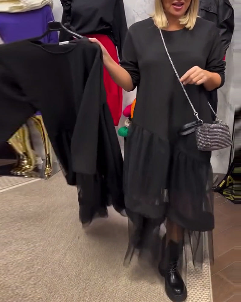 Robe simple pour femme avec détails en maille
