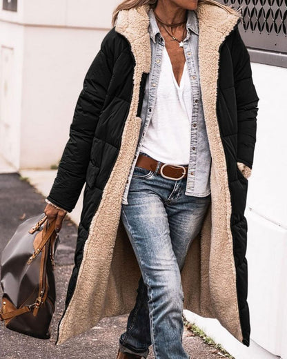 Long manteau pour femme doublé de fourrure réversible