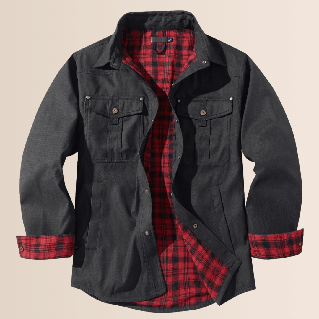 Manteau d'hiver en flanelle à carreaux pour homme