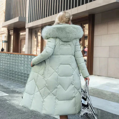 Long manteau d'hiver femme chaud et élégant