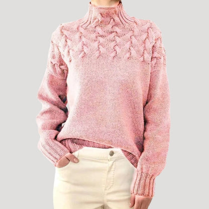 Pull-over de printemps femme col montant torsadé