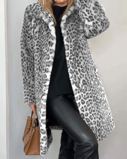 Veste léopard femme longue douce noire