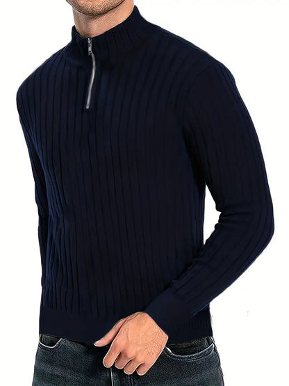 Pull col roulé homme moderne demi-zip