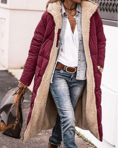Long manteau pour femme doublé de fourrure réversible